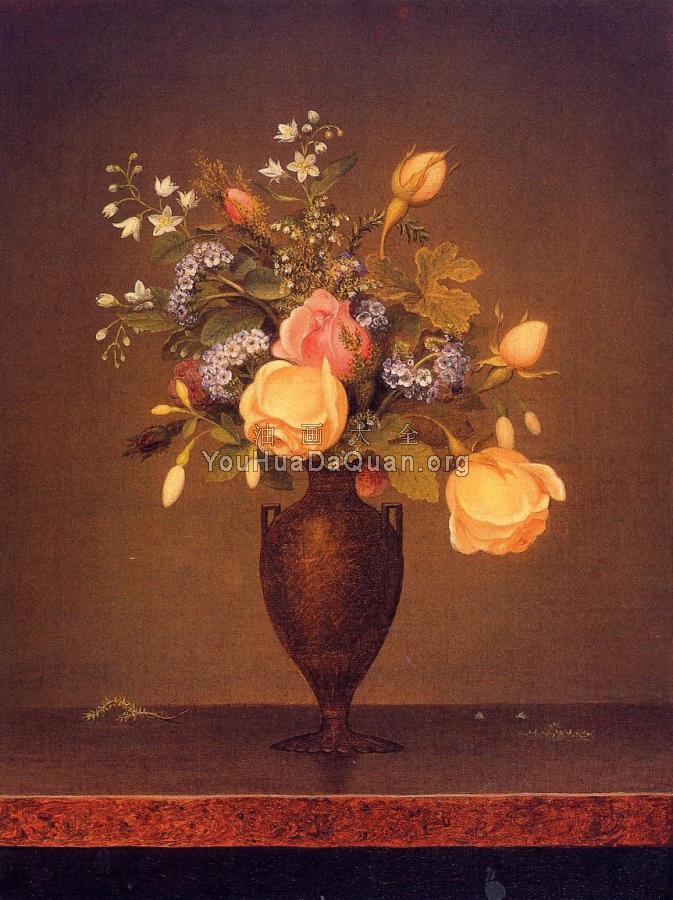 Wildflowers in a Brown Vase - 马丁·约翰逊·赫德